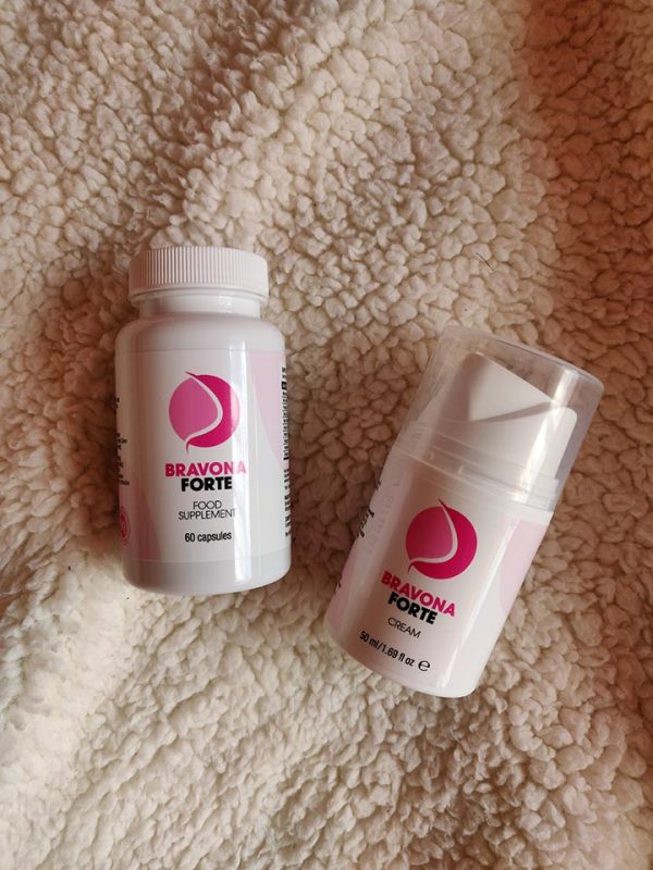 Bravona Forte naturalny suplement diety do powiększania piersi, ujędrnianie, poprawa kształtu, Pueraria Mirifica, fitoestrogeny, kozieradka, czerwona koniczyna, wild yam