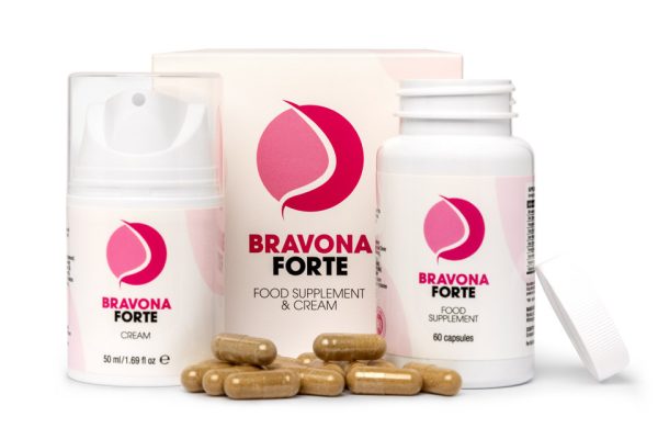 Bravona Forte naturalny suplement diety do powiększania piersi, ujędrnianie, poprawa kształtu, Pueraria Mirifica, fitoestrogeny, kozieradka, czerwona koniczyna, wild yam