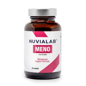 NuviaLab Meno - menopauza, łagodzi objawy menopauzy, wspiera równowagę hormonalną, poprawia nastrój, energia i witalność, czerwona koniczyna, szyszki chmielu, witamina b6, kwas foliowy, witamina d