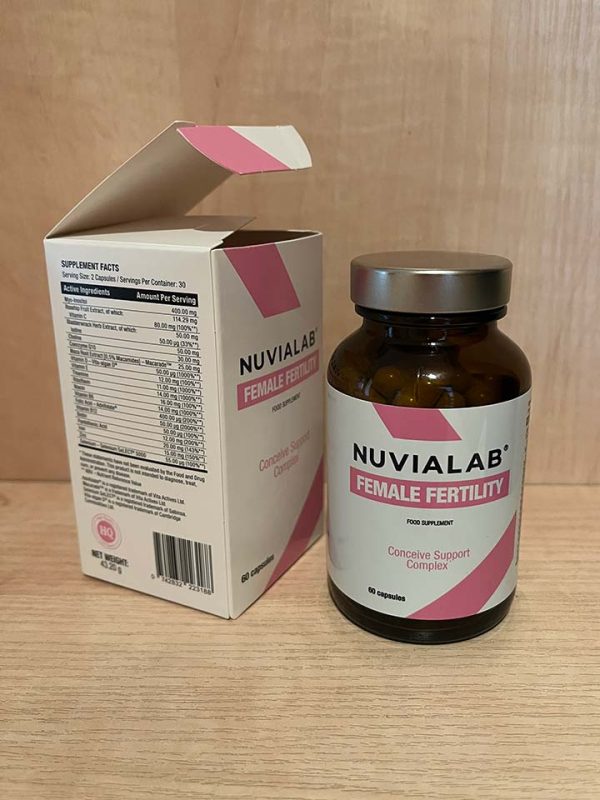 NuviaLab Female Fertility - wspomaga płodność, równowaga hormonalna, redukcja stresu i wsparcie emocjonalne, wsparcie zdrowia ogólnego, myo-inozytol, kwas foliowy, ekstrakt z lukrecji, witamina e, cynk, selen