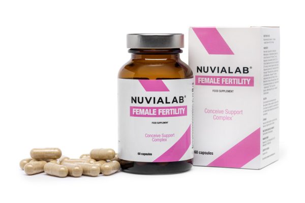 NuviaLab Female Fertility - wspomaga płodność, równowaga hormonalna, redukcja stresu i wsparcie emocjonalne, wsparcie zdrowia ogólnego, myo-inozytol, kwas foliowy, ekstrakt z lukrecji, witamina e, cynk, selen