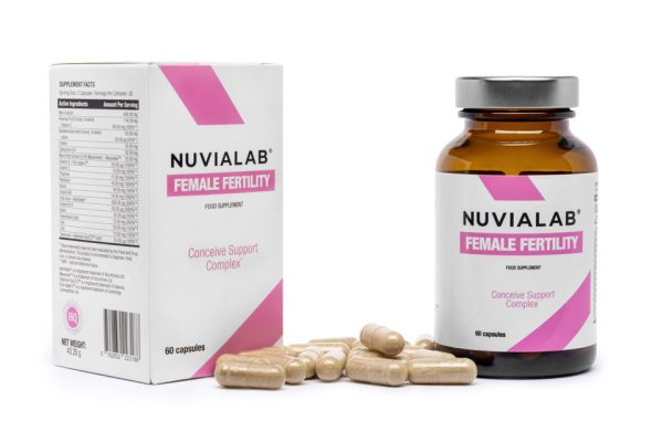 NuviaLab Female Fertility - wspomaga płodność, równowaga hormonalna, redukcja stresu i wsparcie emocjonalne, wsparcie zdrowia ogólnego, myo-inozytol, kwas foliowy, ekstrakt z lukrecji, witamina e, cynk, selen