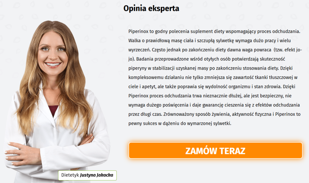 Piperinox - odchudzanie, piperyna, metabolizm, kontrola masy ciała, poprawa trawienia, detoksykacja organizmu, cynamon, imbir, gorzka pomarańcza, chrom