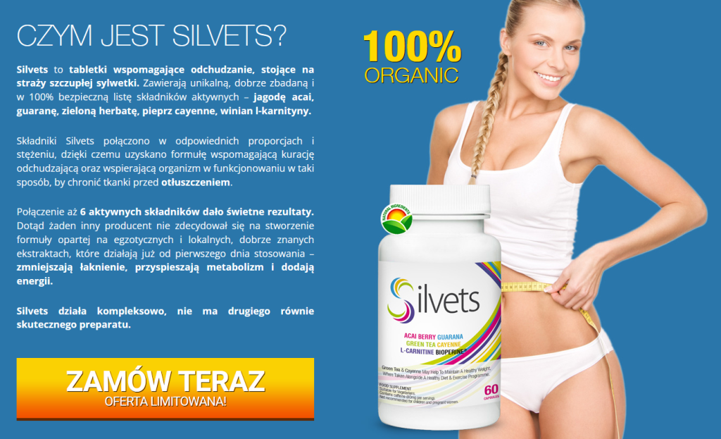 Silvets, suplement diety, odchudzanie, kontrola apetytu, przyspieszenie metabolizmu, naturalne składniki, spalanie tłuszczu, redukcja wagi, zielona herbata, guarana, cayenne pepper, L-karnityna, Acai berry, bioperyna