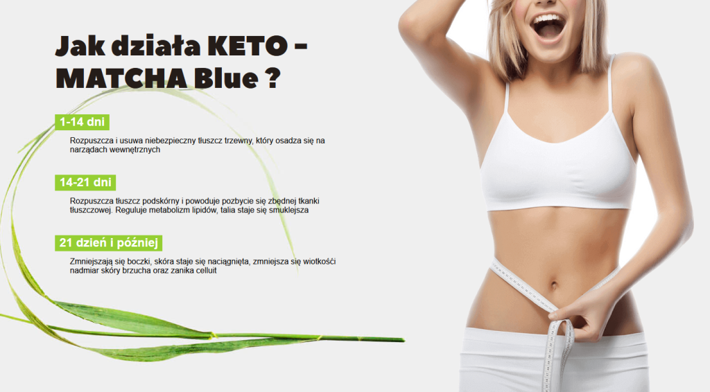 Keto Matcha Blue - dieta ketogeniczna, odchudzanie, kokos, zielona herbata, niebieska herbata, MCT, l-teanina, błonnik pokarmowy, redukuje masę ciała, metabolizm, energia, antyoksydant, kondycja