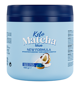Keto Matcha Blue - dieta ketogeniczna, odchudzanie, kokos, zielona herbata, niebieska herbata, MCT, l-teanina, błonnik pokarmowy, redukuje masę ciała, metabolizm, energia, antyoksydant, kondycja