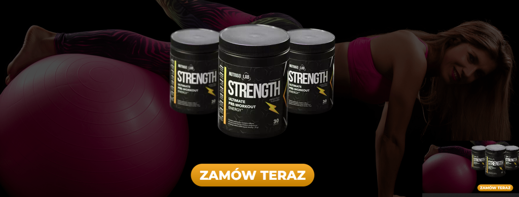 Nutrigo Lab Strength - kulturystyka, siła, wytrzymałość, energia, redukcja zmęczenia, koncentracja, motywacja, creatine, kreatyna, beta-alanina, l-arginina, BCAA, Kofeina