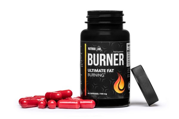Nutrigo Lab Burner - odchudzanie, spalanie tłuszczu, energia, metabolizm, kontrola apetytu, caffeine angydrous, raspberry ketones, zielona herbata, piperyna, cayenne