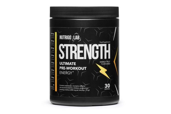 Nutrigo Lab Strength - kulturystyka, siła, wytrzymałość, energia, redukcja zmęczenia, koncentracja, motywacja, creatine, kreatyna, beta-alanina, l-arginina, BCAA, Kofeina