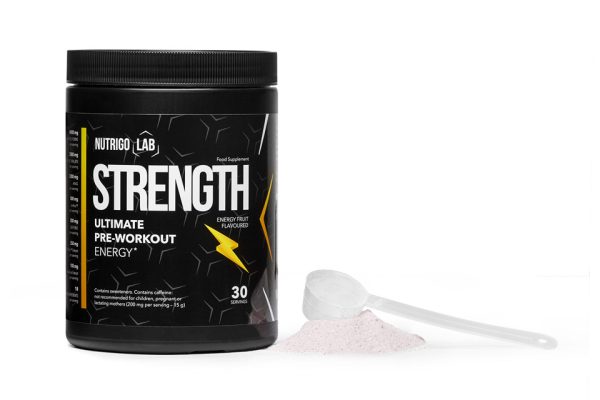 Nutrigo Lab Strength - kulturystyka, siła, wytrzymałość, energia, redukcja zmęczenia, koncentracja, motywacja, creatine, kreatyna, beta-alanina, l-arginina, BCAA, Kofeina