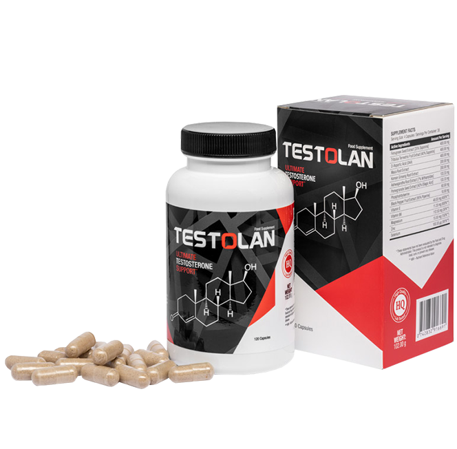 Testolan - Testosteron, podnosi poziom testosteronu, zwiększa siłę i masę ciała, poprawia wytrzymałość, energia, wzrost libido, poprawa funkcji seksualnych, wsparcie psychiczne, buzdynek naziemny, kozieradka, d-asparaginian, korzeń maca, żeń-szeń koreański, granat