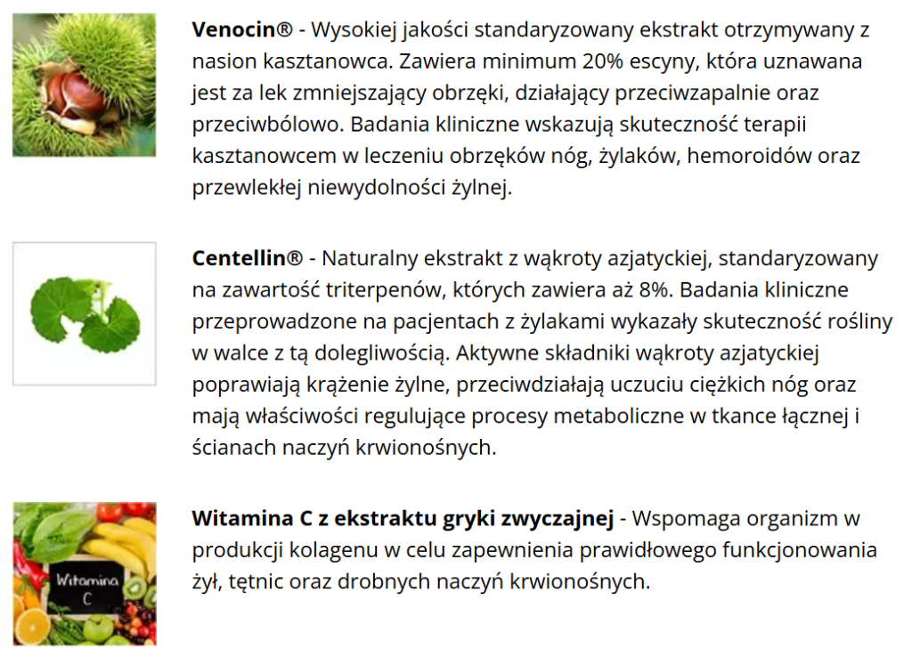 Varicorin - na żylaki, wzmacnia naczynia krwionośne, poprawia krążenie, redukuje obrzęki, poprawia wygląd skóry, działa przeciwzapalnie, diosmina, hesperydyna, kasztanowiec, pokrzywa, witamina c, ruszczyk kolczasty